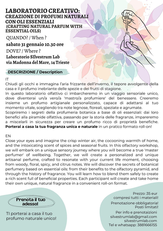 LABORATORIO CREATIVO: PROFUMI NATURALI CON GLI OLI ESSENZIALI